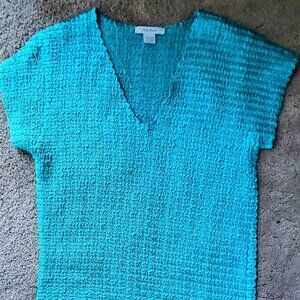large turquoise dressbarn stretchy textured top